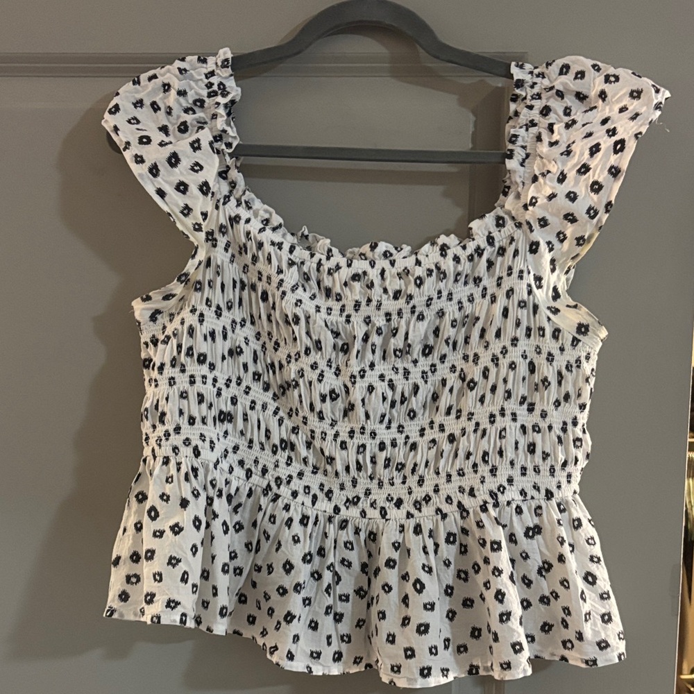 Elegant Ruffled Women's Blouse in White and Black